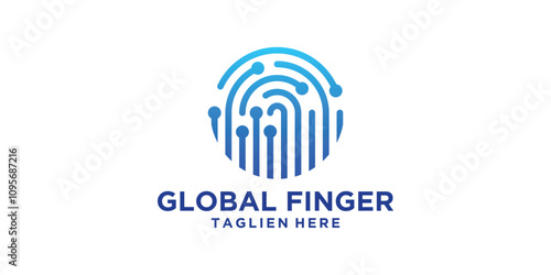 logo design combination global and fingerprint,protection,safe,shield,technology,modern,symbol,icon,vector,idea,creative