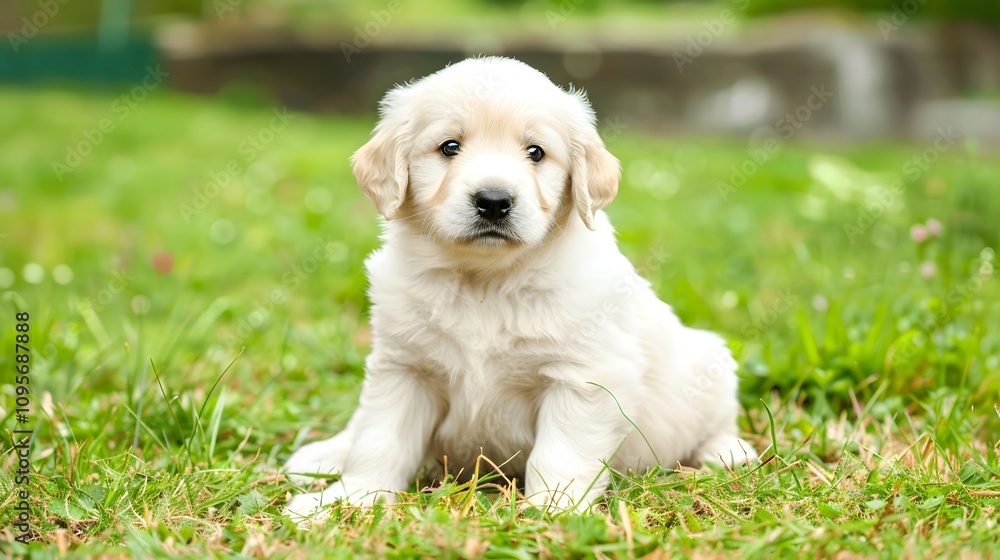 Shallow focus vertical shot of a cute Golden Retriever Shallow focus vertical shot of a cute Golden Retriever
