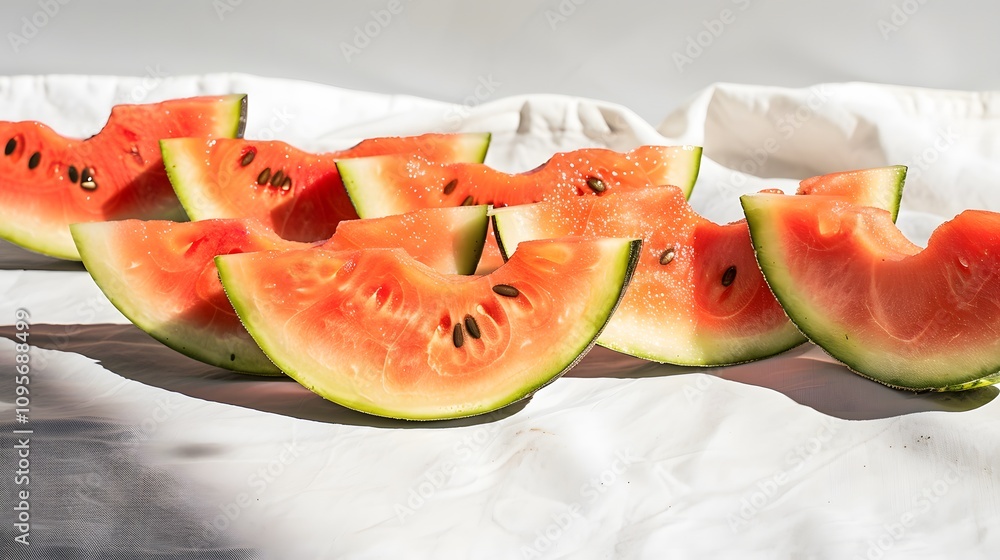 Slices of vibrant watermelon with alternating layer Slices of vibrant watermelon with alternating layer