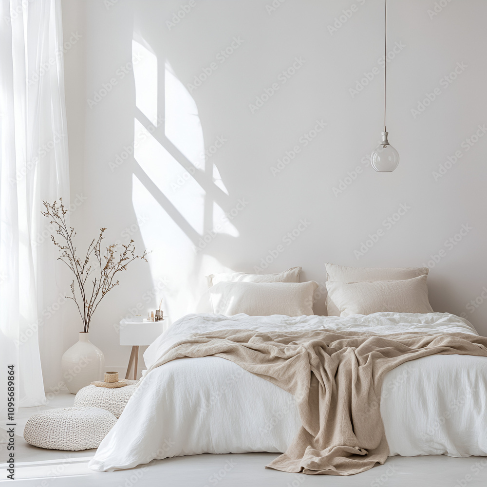 Cozy bedroom setting modern home interior design bright environment aesthetic viewpoint tranquil concept for relaxation Cozy bedroom setting modern home interior design bright environment aesthetic viewpoint tranquil concept for relaxation