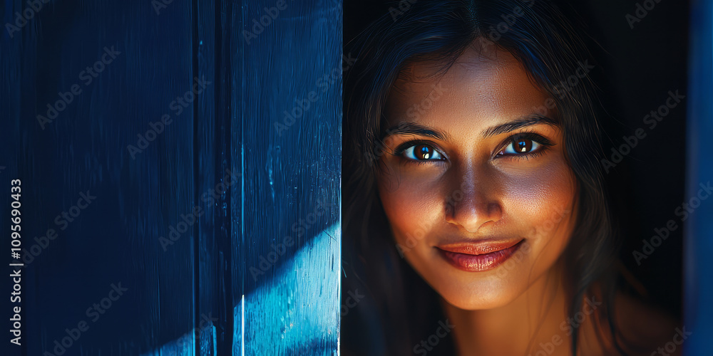 Fototapeta premium A smiling Indian woman, generative AI