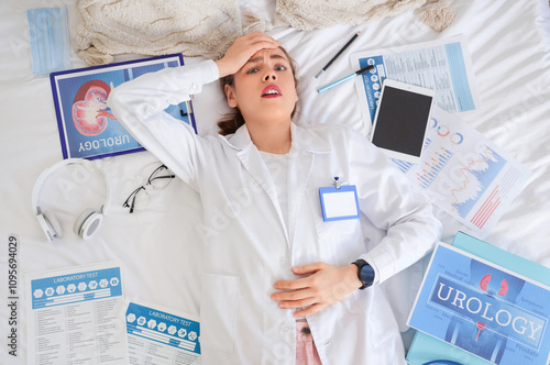 Tired female medical studen...