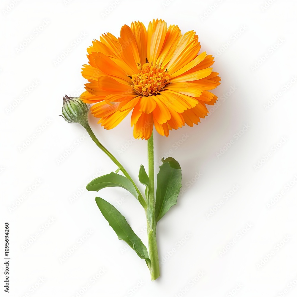 Orange Calendula Isolated on White Background. Beautiful Calendula Flower Orange Calendula Isolated on White Background. Beautiful Calendula Flower