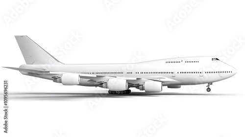 Sleek White Boeing 747-8 3D Render: Aviation Design on Clean Background. AI Generated