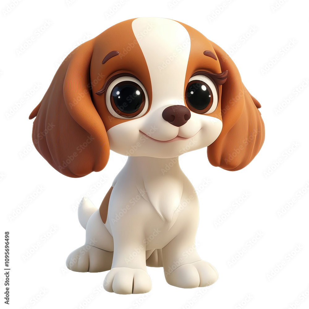 Adorable Cartoon Puppy Sitting Calmly And Smiling Adorable Cartoon Puppy Sitting Calmly And Smiling