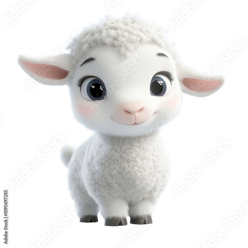 Adorable Cartoon Lamb Displays Sweet Innocence