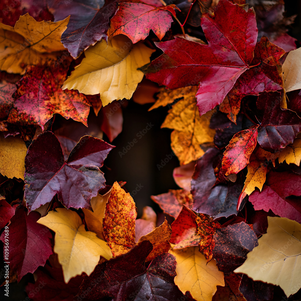 vibrant autumn leaves in warm red yellow and orange colors close up vibrant autumn leaves in warm red yellow and orange colors close up