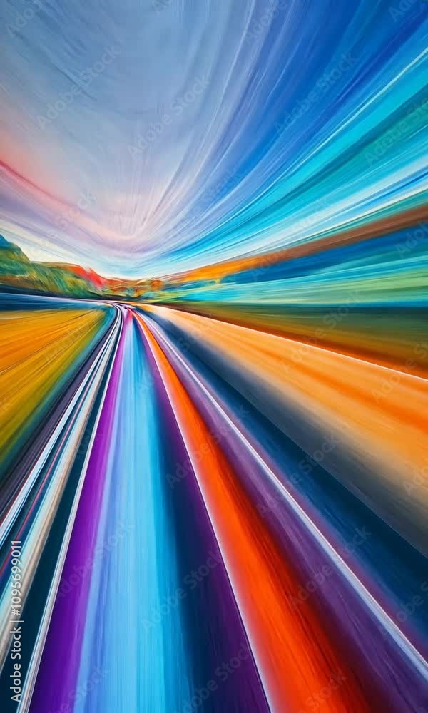 Vibrant Journey Along a Colorful Landscape Road with Motion Blur Effect Capturing the Beauty of Nature and Freedom in a Stunning Artistic Representation Vibrant Journey Along a Colorful Landscape Road with Motion Blur Effect Capturing the Beauty of Nature and Freedom in a Stunning Artistic Representation