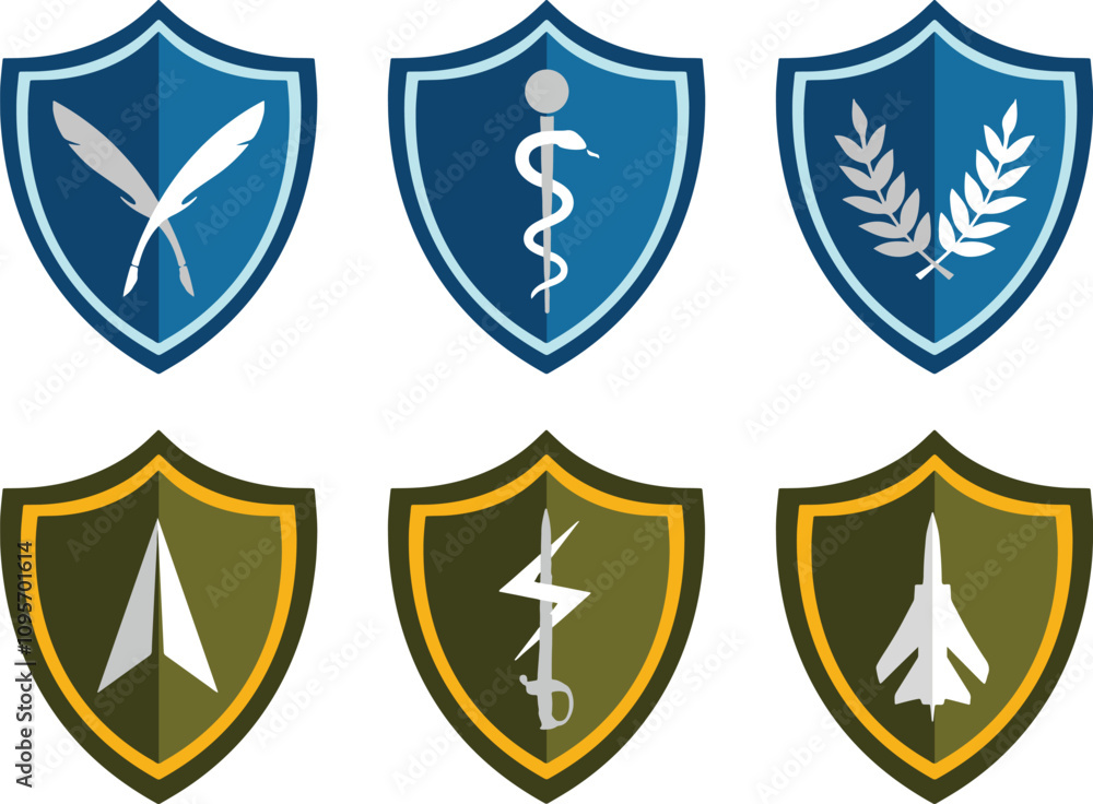 Military Unit Badge Shape Logo Icon Collection Military Unit Badge Shape Logo Icon Collection