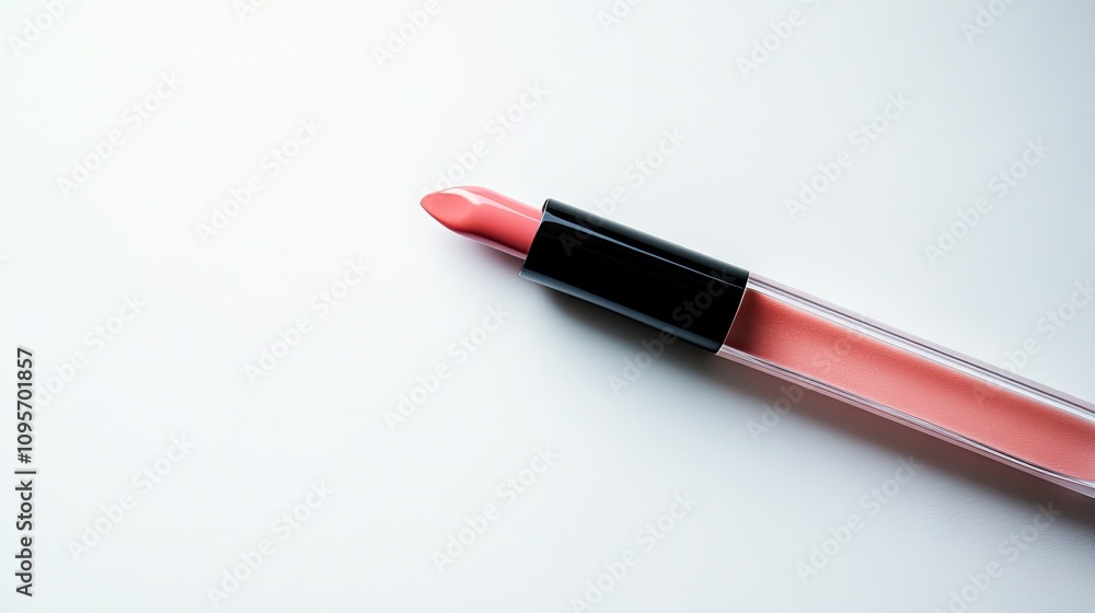 Pink Lip Gloss Tube on Light Background with Glossy Finish Pink Lip Gloss Tube on Light Background with Glossy Finish