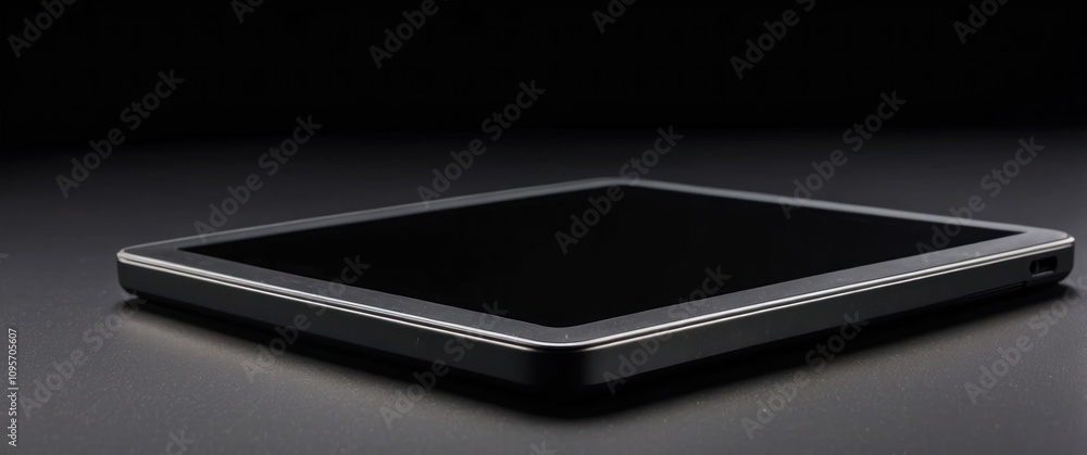 Sleek black tablet showcasing modern technology and design for digital communication and productivity. Sleek black tablet showcasing modern technology and design for digital communication and productivity.
