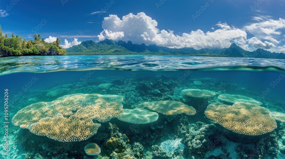 A vibrant underwater scene showcasing coral reefs and clear blue waters. A vibrant underwater scene showcasing coral reefs and clear blue waters.