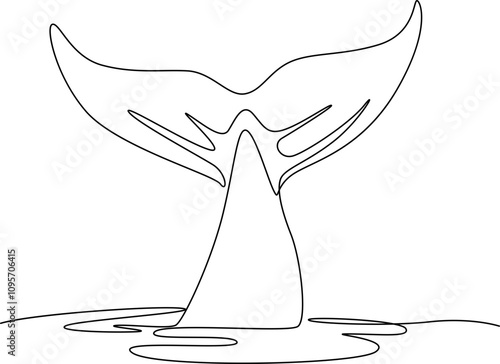 Whale Tail One Line Art Vector