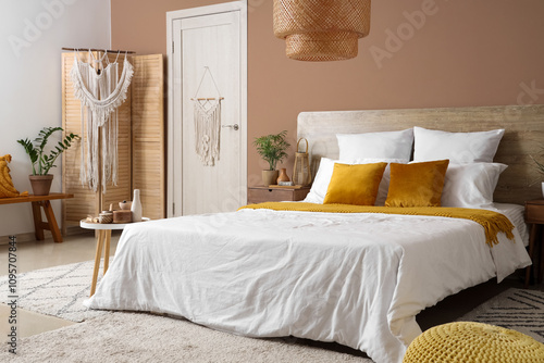 interior of bedroom with ta...