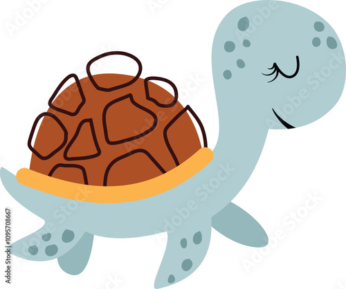 Cute turtle cartoon illustration, baby turtle