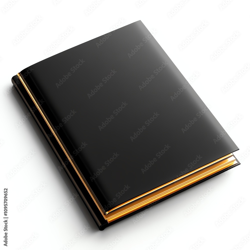 Black book with golden edges, isolated on a white background. Black book with golden edges, isolated on a white background.