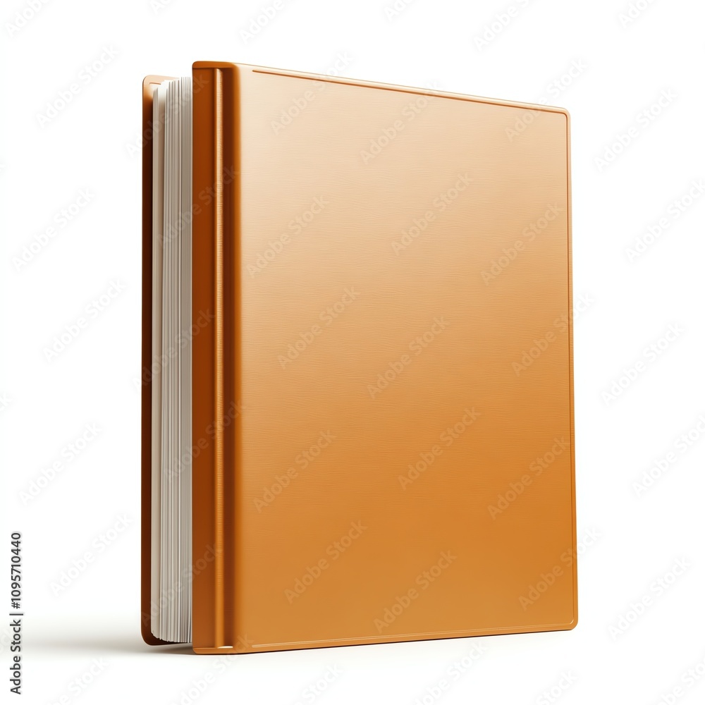 Orange binder with blank pages, white isolated background. Orange binder with blank pages, white isolated background.
