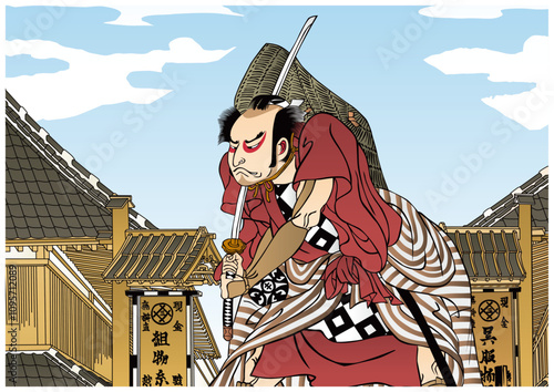 刀を振りかざす武士