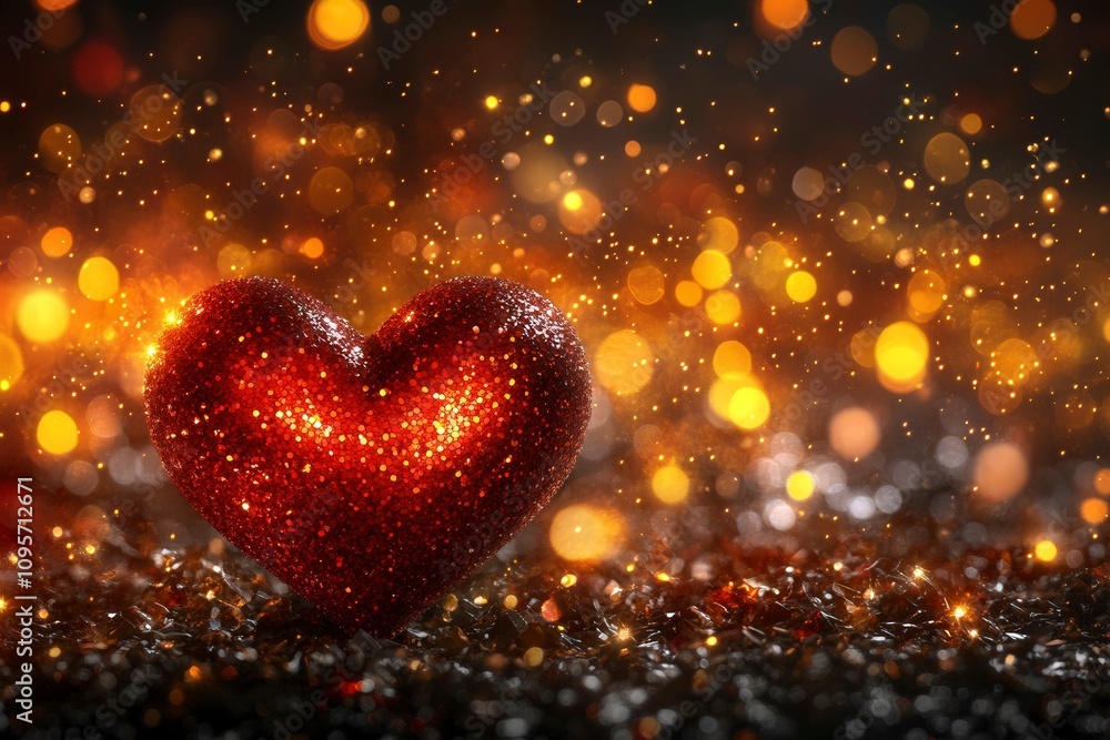 Soft Light Gift Box with Red Heart on Bokeh Background Soft Light Gift Box with Red Heart on Bokeh Background