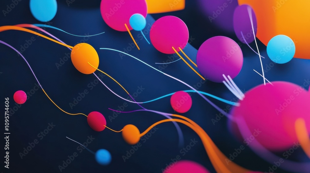 Colorful Abstract Shapes on Dark Background