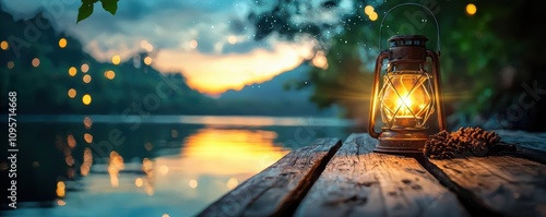 Radiant lanterns floating under starlit sky, reflections on water creating harmony, Lantern Festival  Reflection  Harmony, concept of balance photo