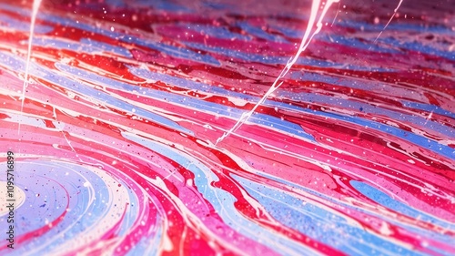 Vibrant Abstract Liquid Marble Design in Pink and Blue