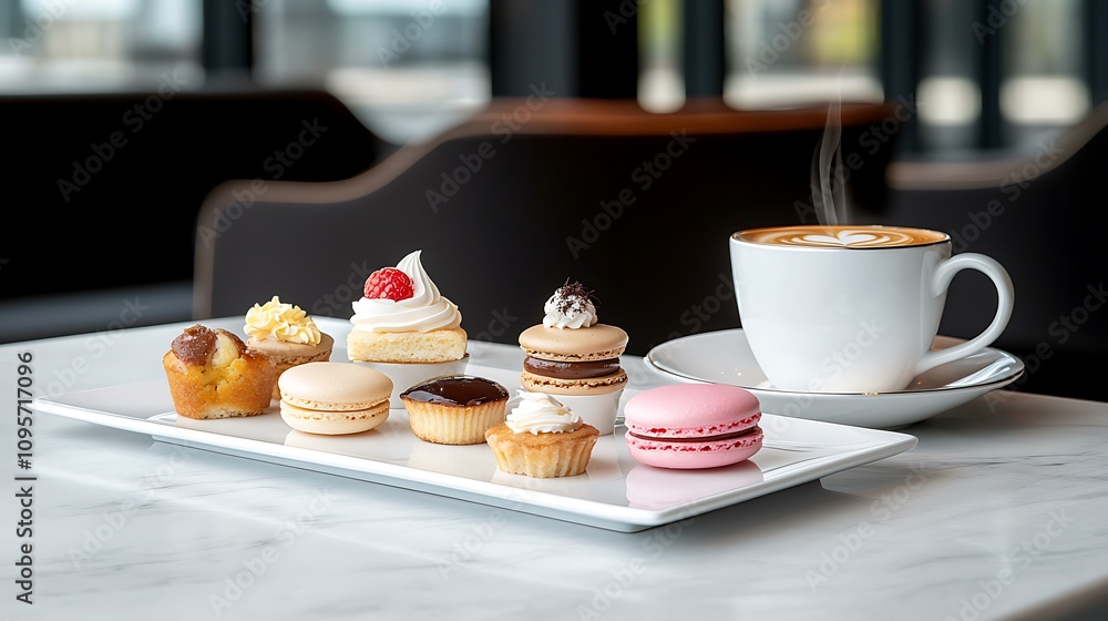 Delightful pastry presentation with coffee modern cafe dessert photography cozy ambiance close-up culinary art Delightful pastry presentation with coffee modern cafe dessert photography cozy ambiance close-up culinary art