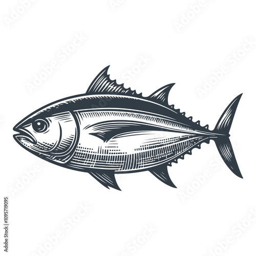 Tuna sketch style drawing vector