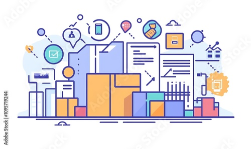 Procurement management and supply chain concept. Procurement icons related to logistics, supply chain, and inventory management. procurement in ensuring efficient business operations. delivery service