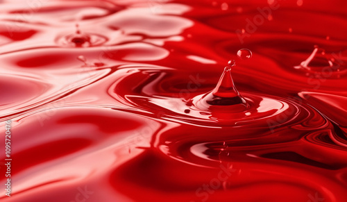 Splashing red liquid texture background illustration. AI generated. photo