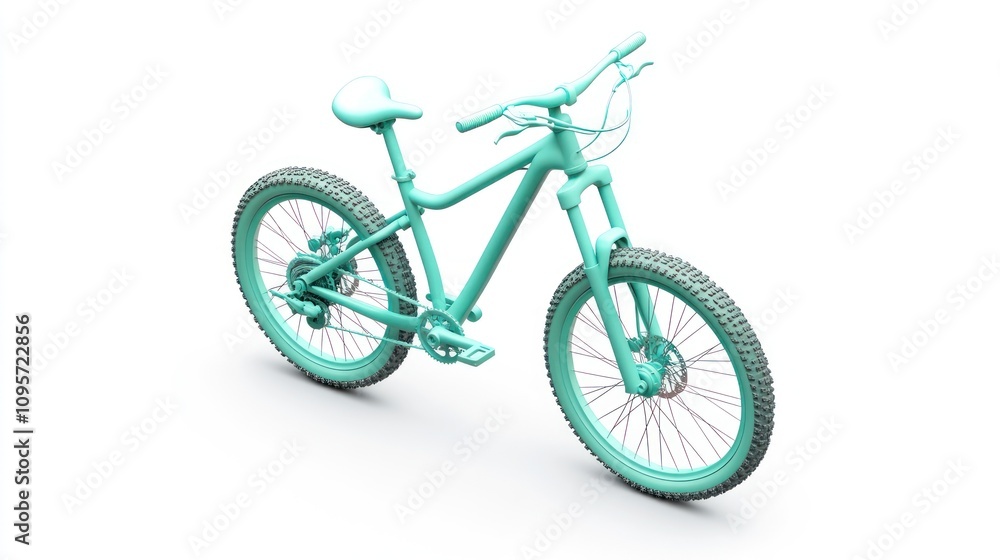 A turquoise mountain bike designed for outdoor leisure and sports activities. A turquoise mountain bike designed for outdoor leisure and sports activities.
