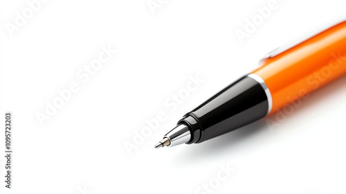 Orange pen with a black tip on white isolate background.