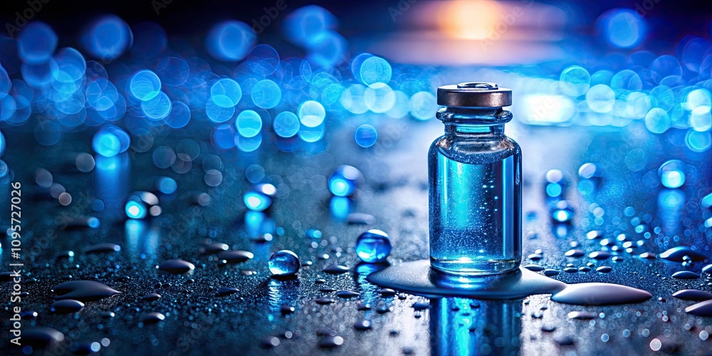 Small Blue Liquid Vial on Surface - Drone Photography, Chemistry, Laboratory Equipment, Pharmaceutical, Science, Glassware, Medical Macro Photography, Background Blur, Science and Technology Small Blue Liquid Vial on Surface - Drone Photography, Chemistry, Laboratory Equipment, Pharmaceutical, Science, Glassware, Medical Macro Photography, Background Blur, Science and Technology