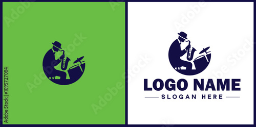 Jazz Club icon Jazz lounge Jazz bar Jazz venue flat logo sign symbol editable vector