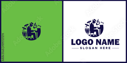 Jazz Club icon Jazz lounge Jazz bar Jazz venue flat logo sign symbol editable vector
