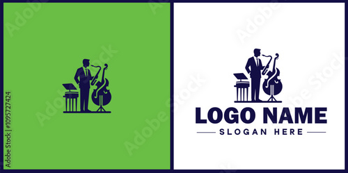 Jazz Club icon Jazz lounge Jazz bar Jazz venue flat logo sign symbol editable vector