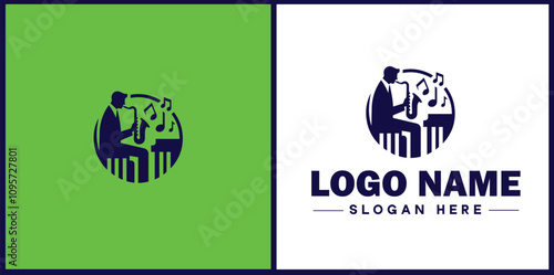 Jazz Club icon Jazz lounge Jazz bar Jazz venue flat logo sign symbol editable vector