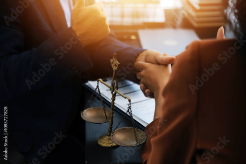 Law theme, gavel or mallet of the judge, lawyer enforcement officers, evidence-based cases taken into account in the court abount business, legislation. photo