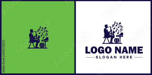 Jazz Club icon Jazz lounge Jazz bar Jazz venue flat logo sign symbol editable vector