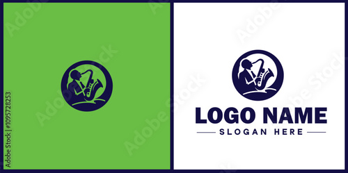 Jazz Club icon Jazz lounge Jazz bar Jazz venue flat logo sign symbol editable vector