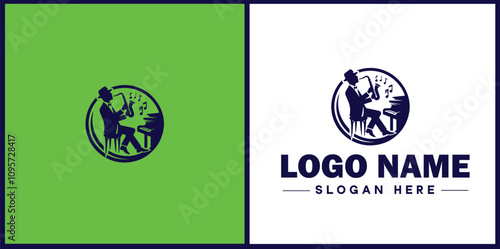 Jazz Club icon Jazz lounge Jazz bar Jazz venue flat logo sign symbol editable vector