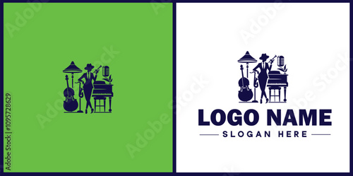 Jazz Club icon Jazz lounge Jazz bar Jazz venue flat logo sign symbol editable vector