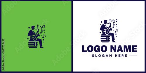 Jazz Club icon Jazz lounge Jazz bar Jazz venue flat logo sign symbol editable vector