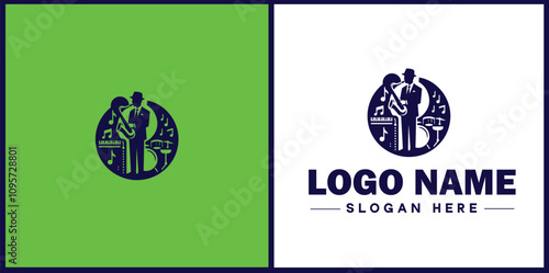 Jazz Club icon Jazz lounge Jazz bar Jazz venue flat logo sign symbol editable vector