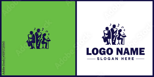 Jazz Club icon Jazz lounge Jazz bar Jazz venue flat logo sign symbol editable vector