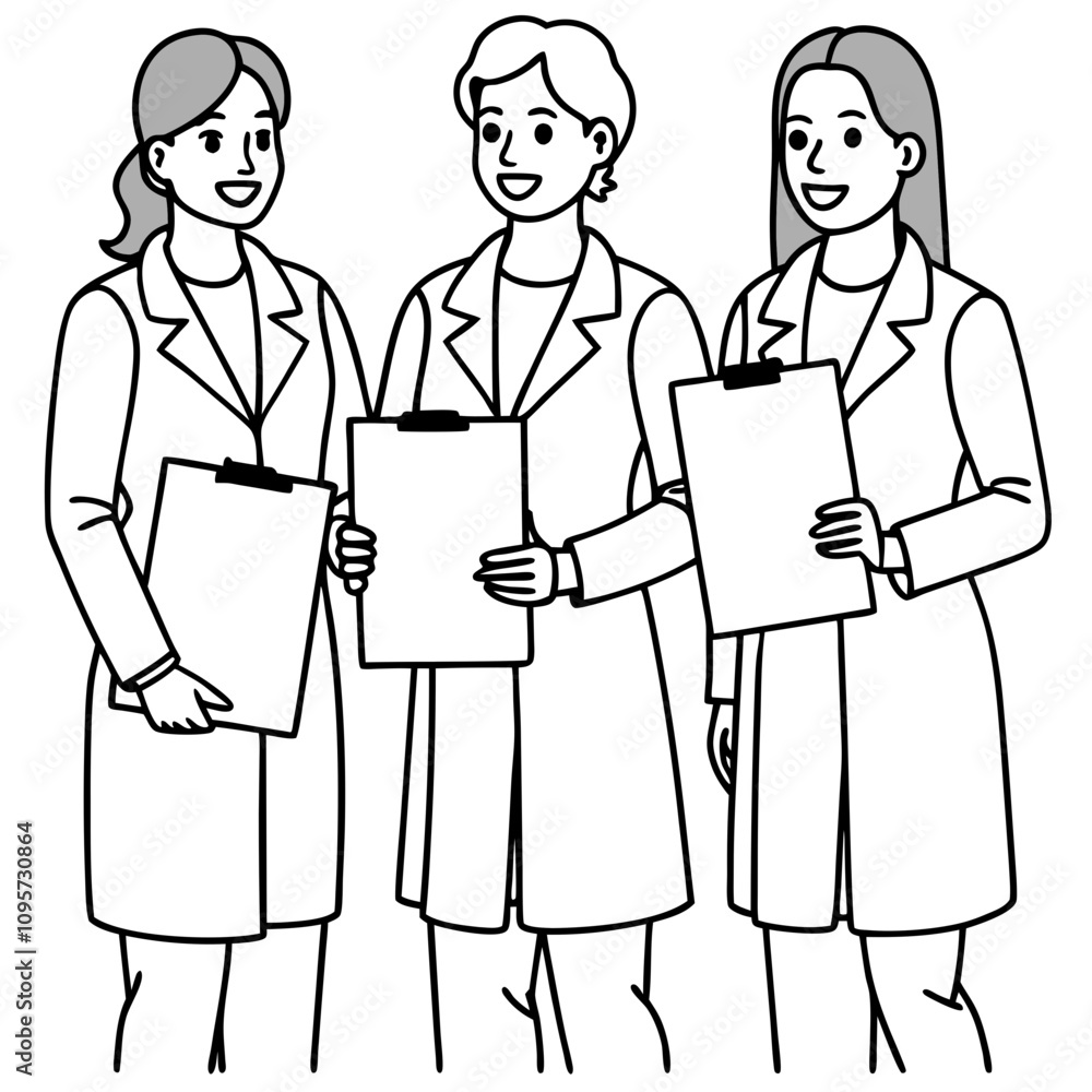 female doctors showing blank paper on clipboard female doctors showing blank paper on clipboard
