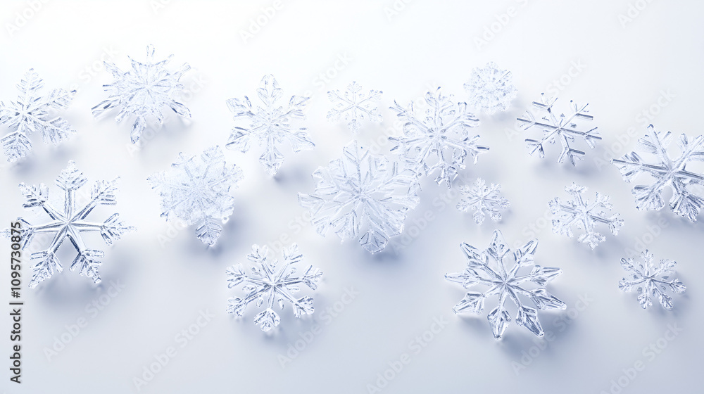 Delicate snowflakes in various sizes winter wonderland macro photography bright environment close-up view nature's beauty Delicate snowflakes in various sizes winter wonderland macro photography bright environment close-up view nature's beauty