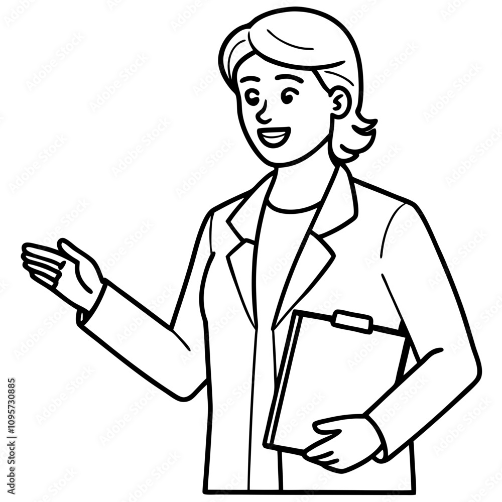 female doctor with clipboard giving medical presentation female doctor with clipboard giving medical presentation