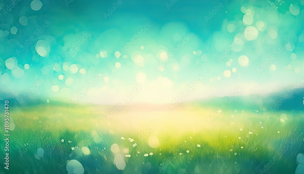 Fototapeta premium Abstract grassland landscape illustration with a bright and warm image