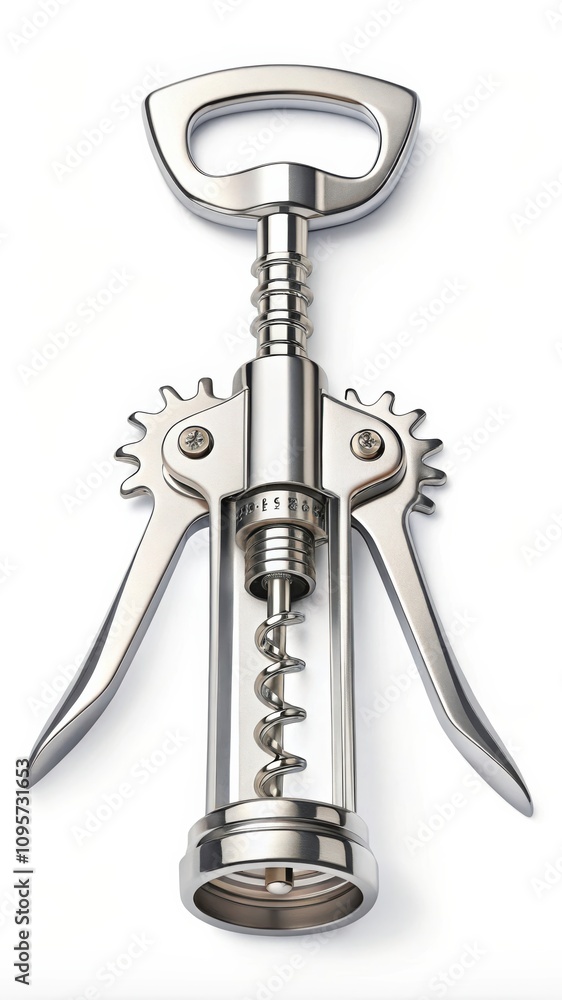 Corkscrew Tool Isolated on a White Background for Wine Bottle Opening. Generative AI Corkscrew Tool Isolated on a White Background for Wine Bottle Opening. Generative AI